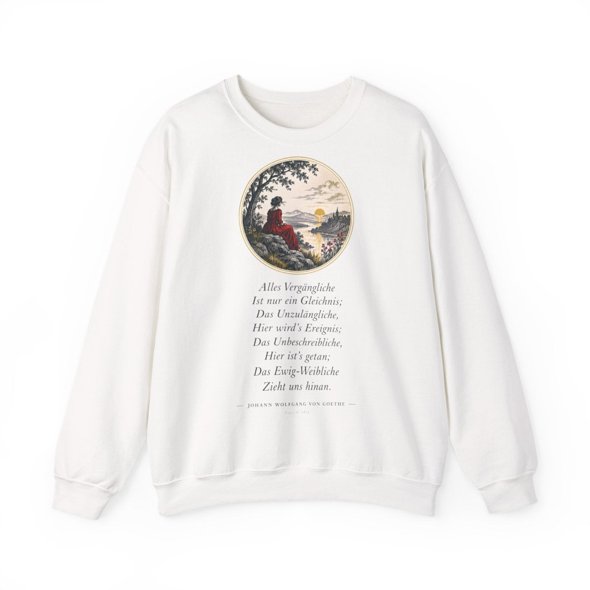 Unisex Sweatshirt mit Zitat - Goethe - Alles Vergängliche – front