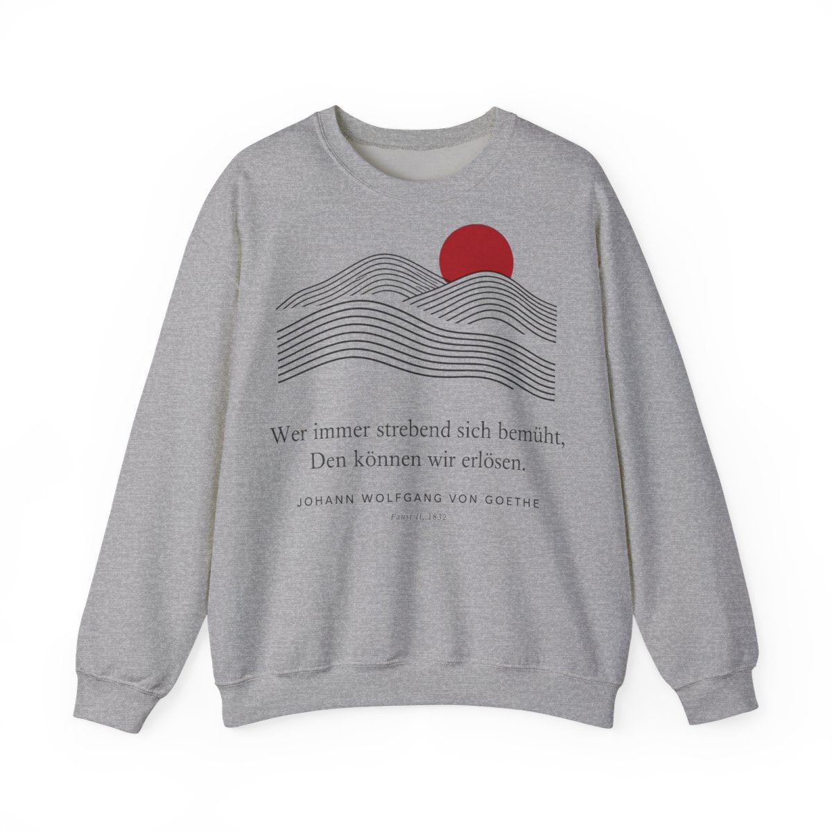 Unisex Sweatshirt mit Zitat - Goethe - Wer immer strebend sich bemüht Linien – front