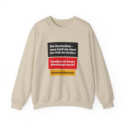 Unisex Sweatshirt mit Zitat - Nietzsche - Volk der Denker Balken – front