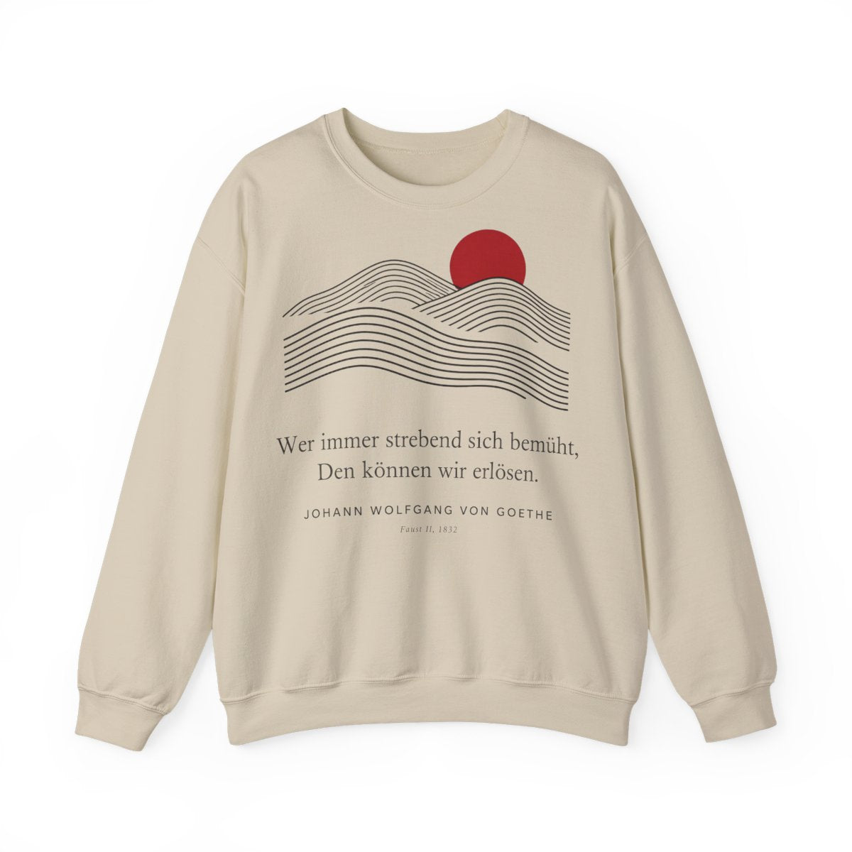 Unisex Sweatshirt mit Zitat - Goethe - Wer immer strebend sich bemüht Linien – front