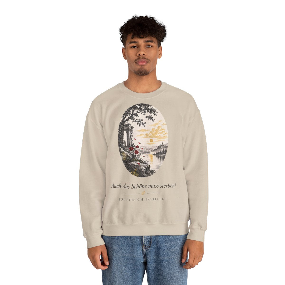 Unisex Sweatshirt mit Zitat - Schiller - Auch das Schöne muss sterben – person-2