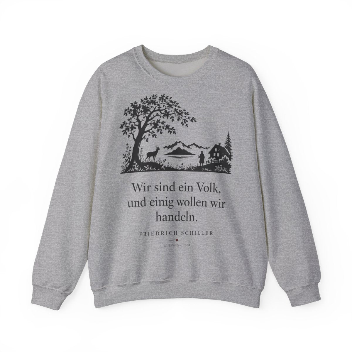 Unisex Sweatshirt mit Zitat - Schiller - Wir sind ein Volk Scherenschnitt – front