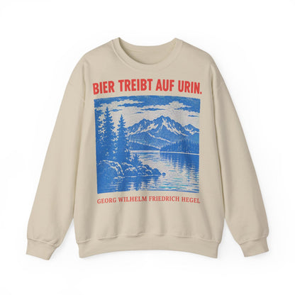Unisex Sweatshirt mit Zitat - Hegel - Bier treibt auf Urin Plakat – front