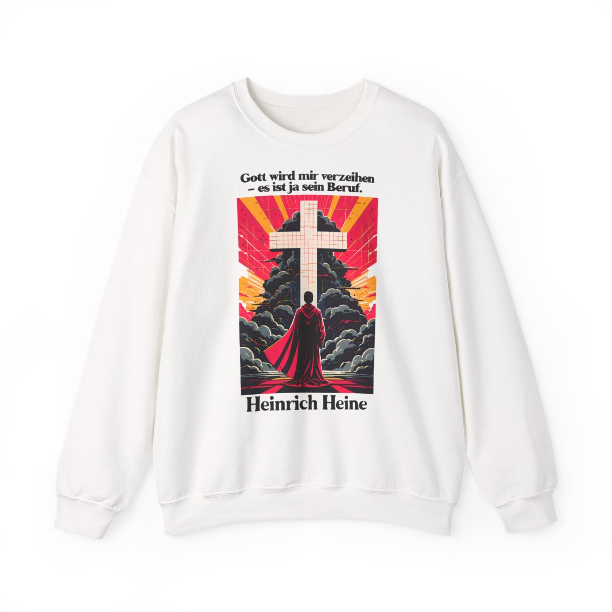 Unisex Sweatshirt mit Zitat - Heine - Gott wird mir verzeihen – front
