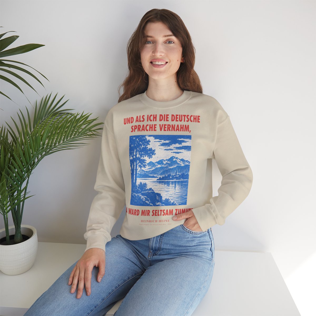 Unisex Sweatshirt mit Zitat - Heine - Und als ich die deutsche Sprache vernahm – lifestyle