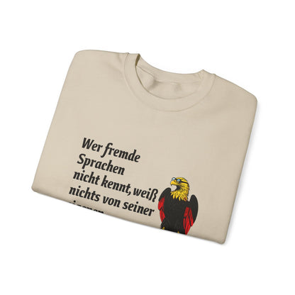 Unisex Sweatshirt mit Zitat - Goethe - Fremde Sprachen – folded