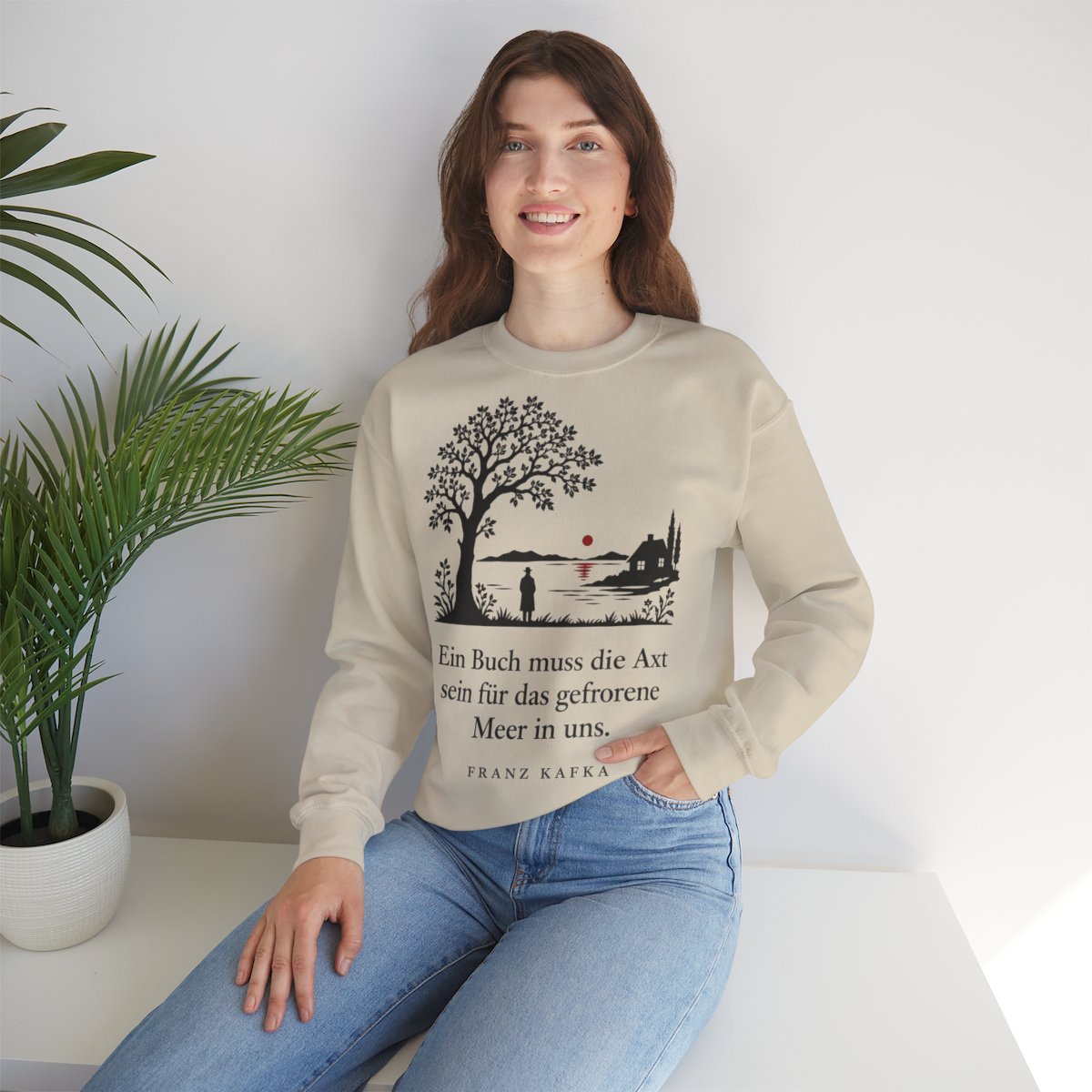 Unisex Sweatshirt mit Zitat - Kafka - Ein Buch muss die Axt Scherenschnitt – lifestyle