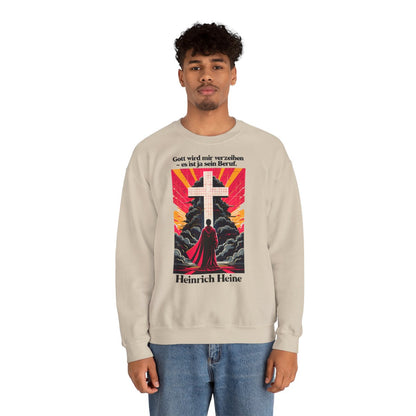Unisex Sweatshirt mit Zitat - Heine - Gott wird mir verzeihen – person-2