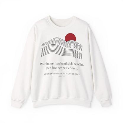 Unisex Sweatshirt mit Zitat - Goethe - Wer immer strebend sich bemüht Linien – front