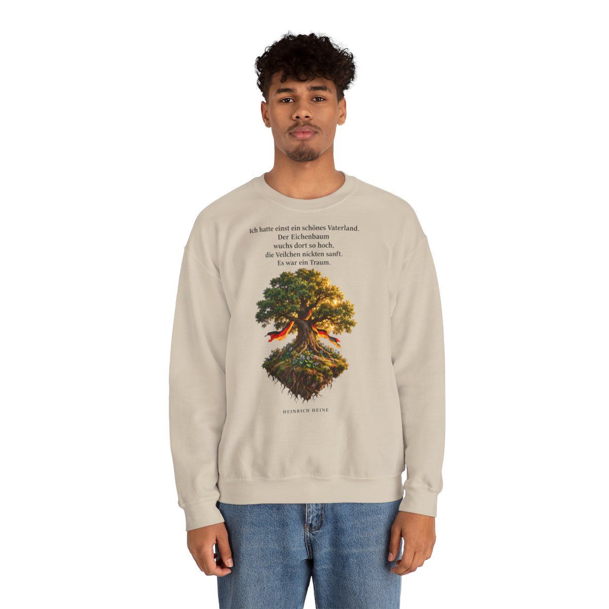 Unisex Sweatshirt mit Zitat - Heine - Schönes Vaterland Eiche – person-2