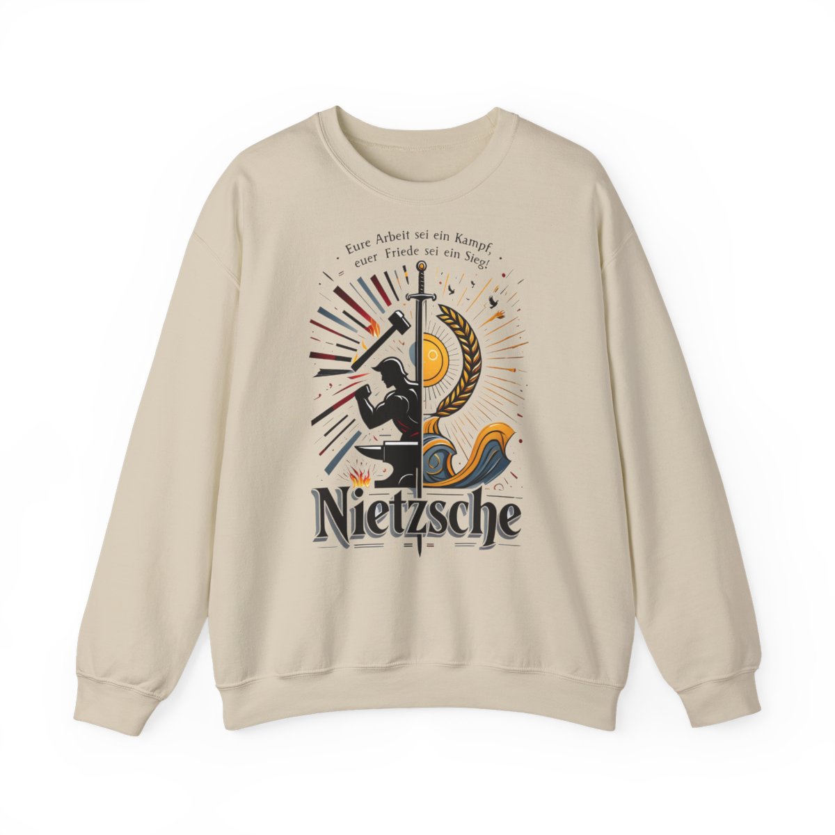 Unisex Sweatshirt mit Zitat - Nietzsche - Arbeit sei ein Kampf – front