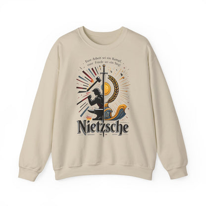 Unisex Sweatshirt mit Zitat - Nietzsche - Arbeit sei ein Kampf – front