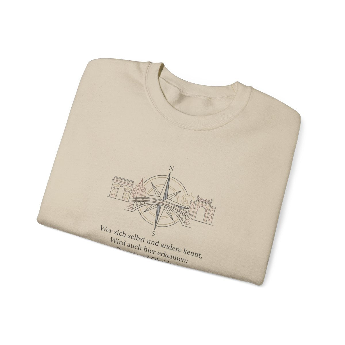 Unisex Sweatshirt mit Zitat - Goethe - Orient und Okzident – folded
