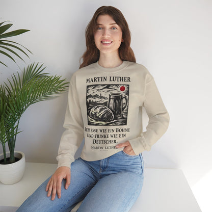 Unisex Sweatshirt mit Zitat - Luther - Ich esse wie ein Böhme Holzschnitt – lifestyle