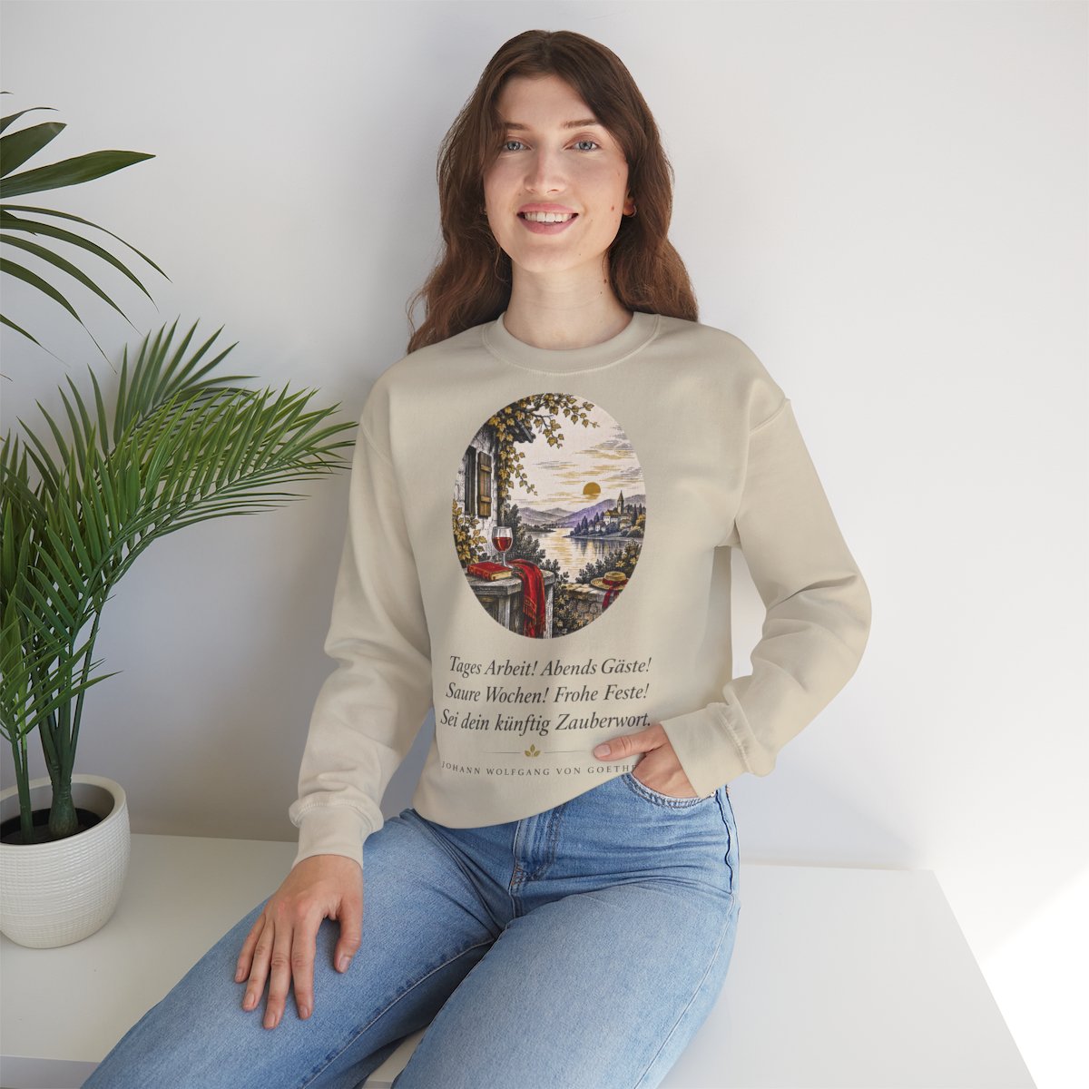 Unisex Sweatshirt mit Zitat - Goethe - Tages Arbeit – lifestyle
