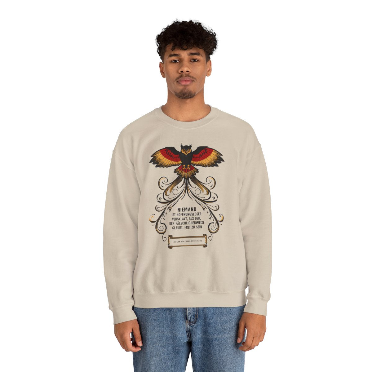 Unisex Sweatshirt mit Zitat - Goethe - Hoffnungslos versklavt – person-2