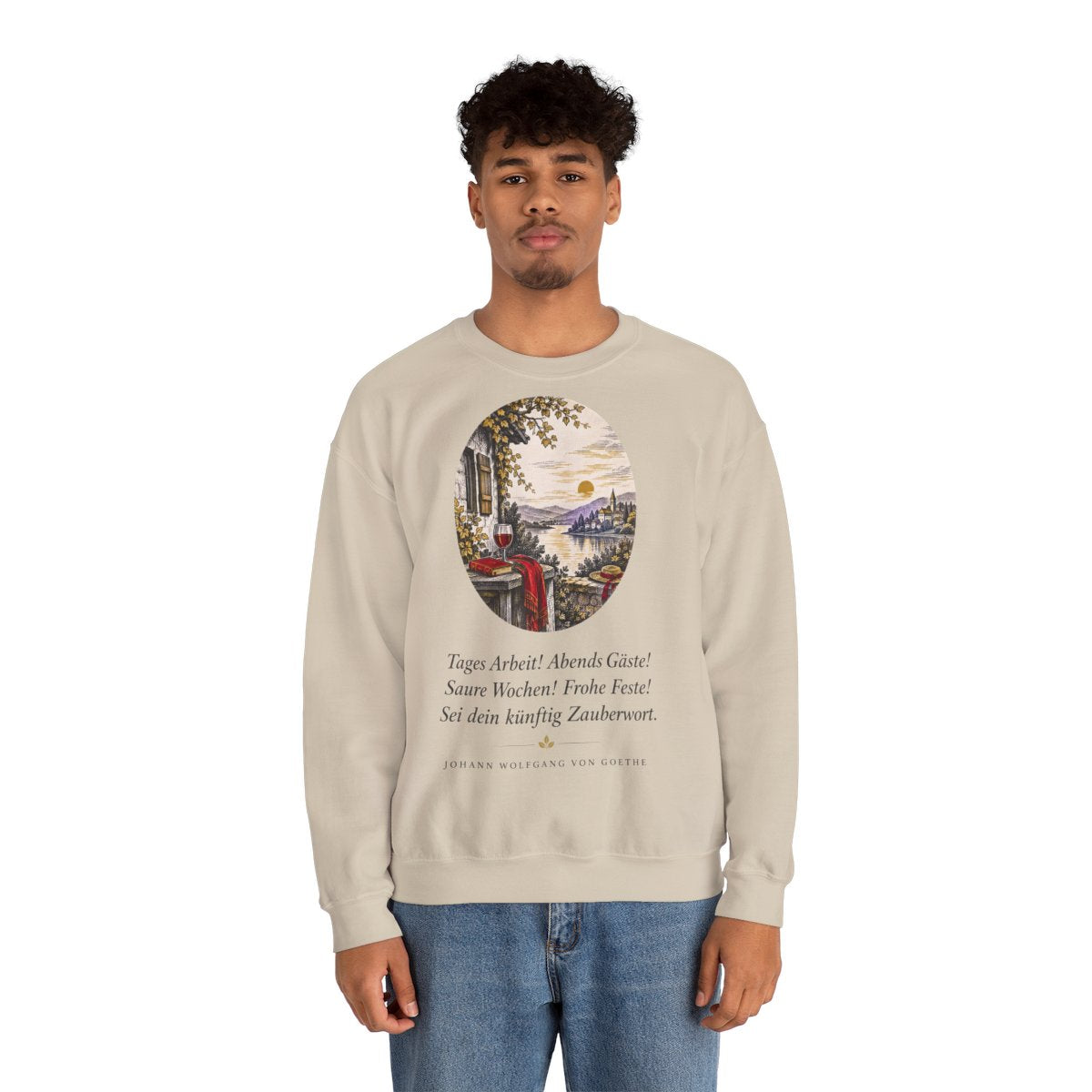 Unisex Sweatshirt mit Zitat - Goethe - Tages Arbeit – person-2