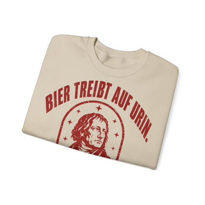Unisex Sweatshirt mit Zitat - Hegel - Bier treibt auf Urin Vintage – folded