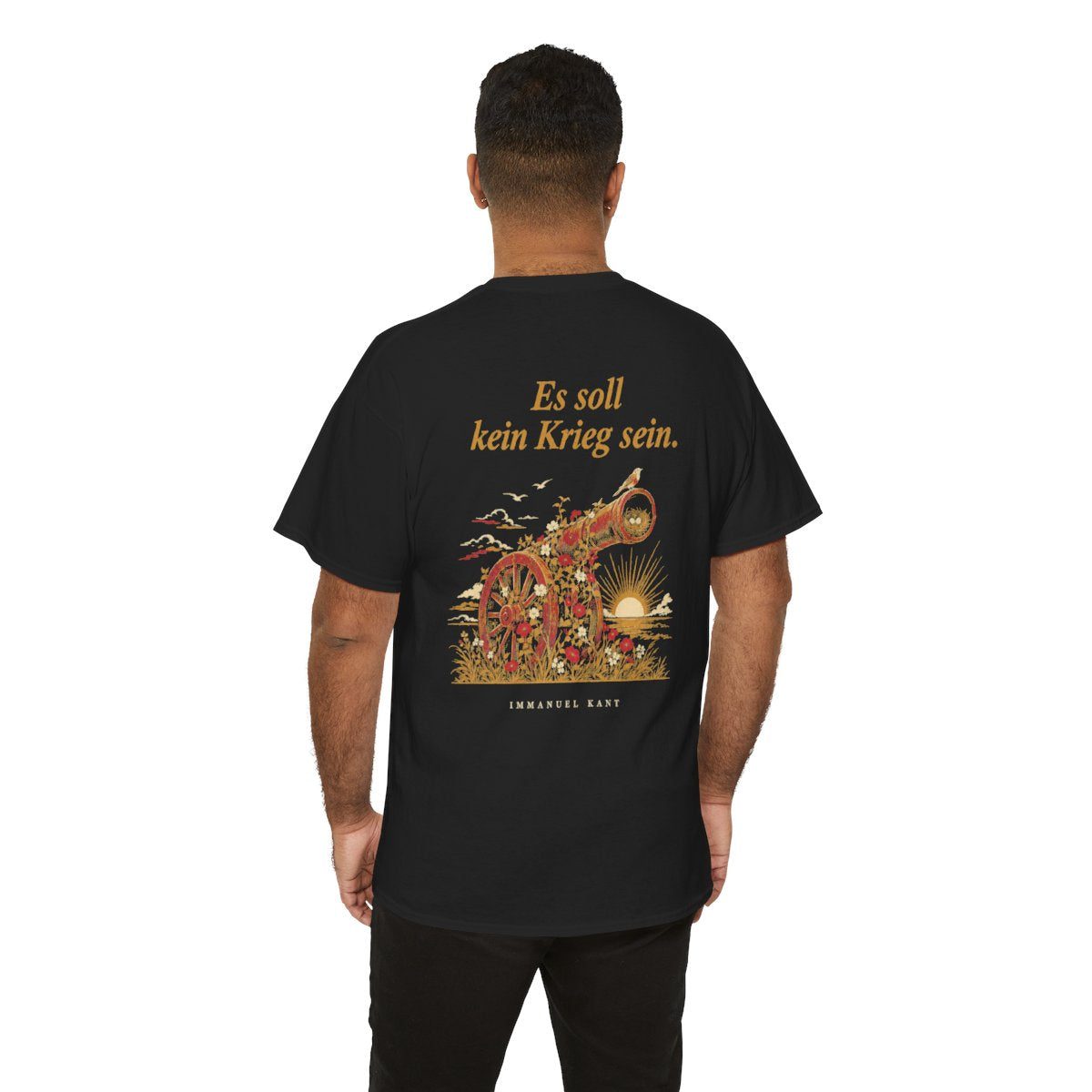 Unisex T-Shirt mit Zitat - Kant - Es soll kein Krieg sein (Druck hinten) – person-6-back