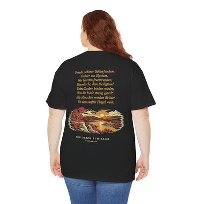 Unisex T-Shirt mit Zitat - Schiller - Freude, schöner Götterfunken (Druck hinten) – person-5-back