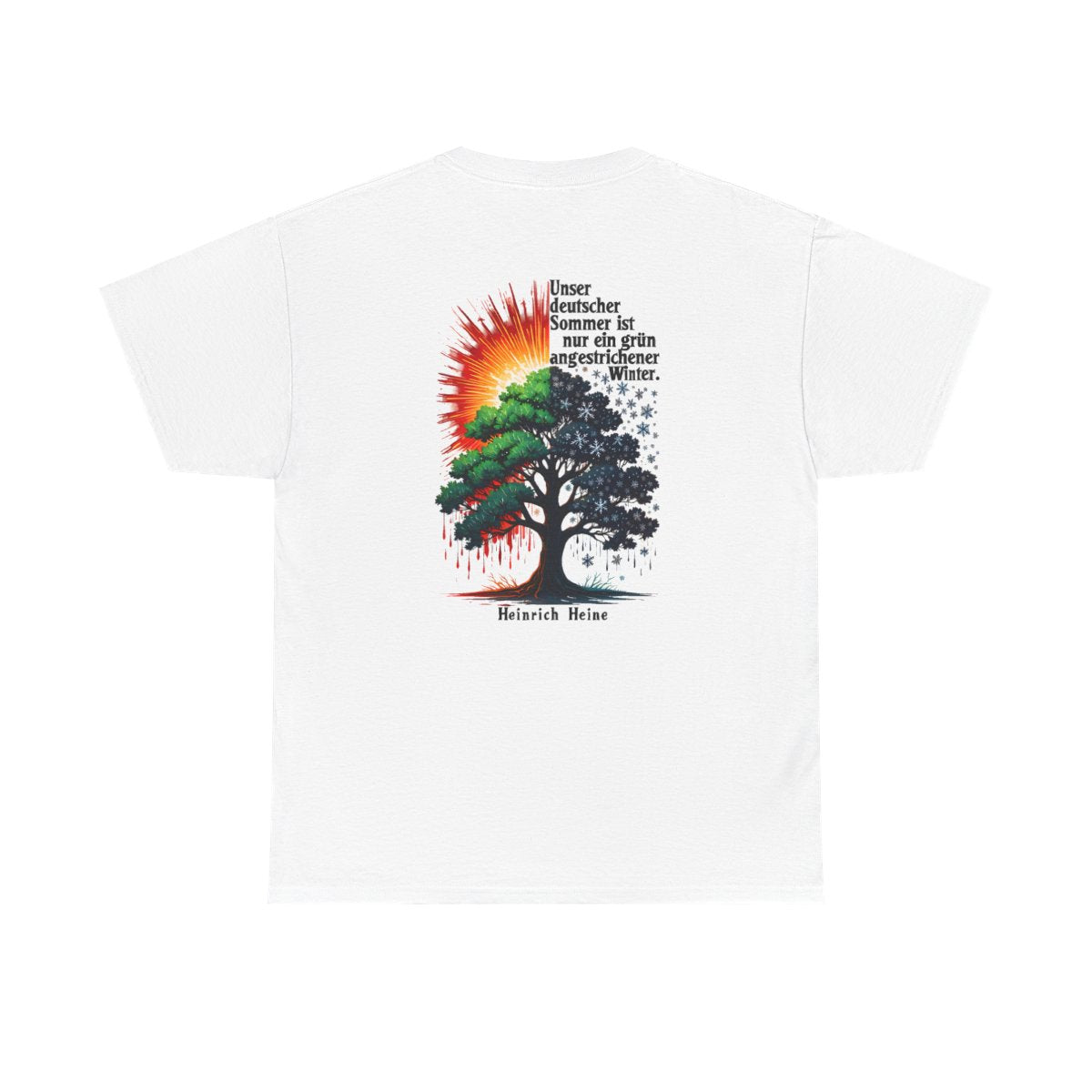 Unisex T-Shirt mit Zitat - Heine - Deutscher Sommer (Druck hinten) – back