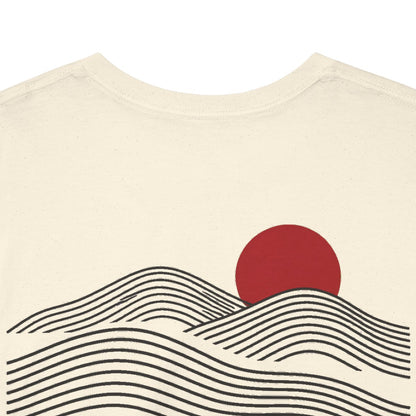 Unisex T-Shirt mit Zitat - Goethe - Wer immer strebend sich bemüht Linien (Druck hinten) – back-collar-closeup
