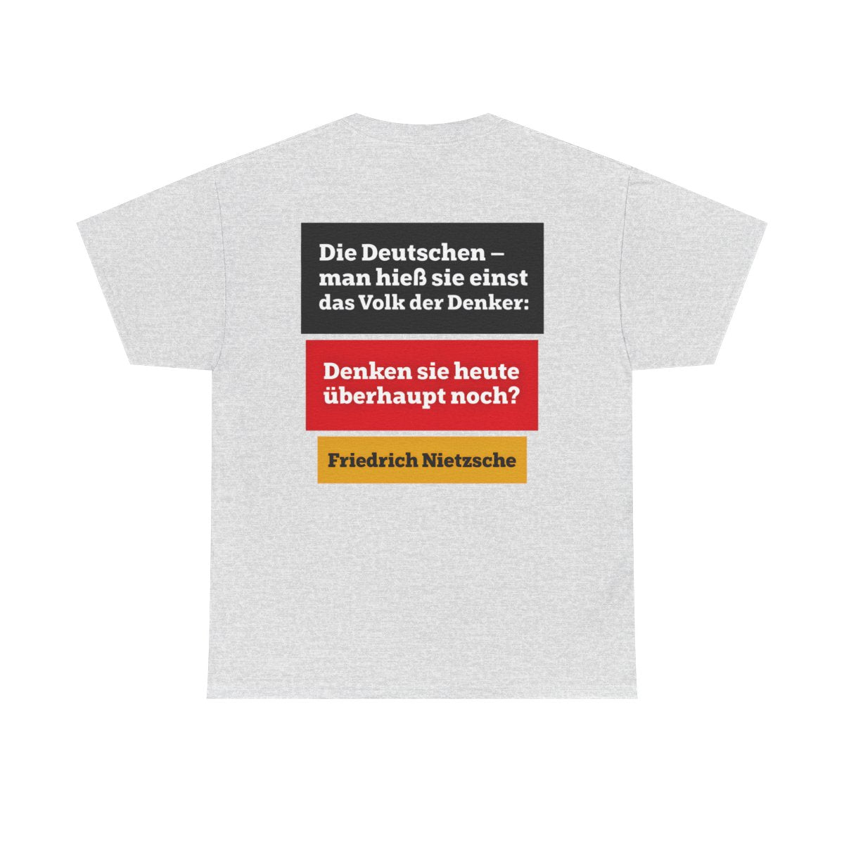 Unisex T-Shirt mit Zitat - Nietzsche - Volk der Denker Balken (Druck hinten) – back