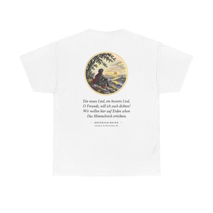 Unisex T-Shirt mit Zitat - Heine - Ein neues Lied, ein besseres Lied (Druck hinten) – back