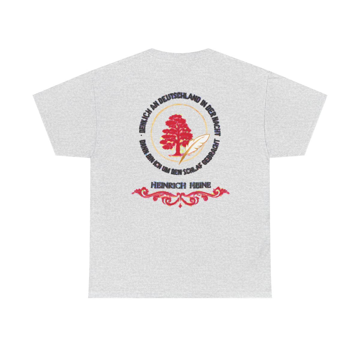 Unisex T-Shirt mit Zitat - Heine - Nachtgedanken Kreis (Druck hinten) – back