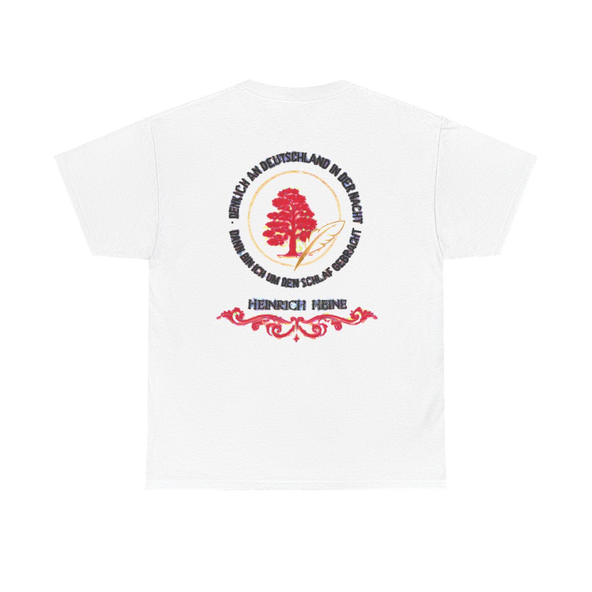 Unisex T-Shirt mit Zitat - Heine - Nachtgedanken Kreis (Druck hinten) – back