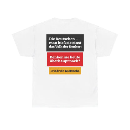 Unisex T-Shirt mit Zitat - Nietzsche - Volk der Denker Balken (Druck hinten) – back