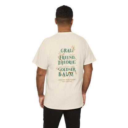Unisex T-Shirt mit Zitat - Goethe - Goldner Baum (Druck hinten) – person-6-back