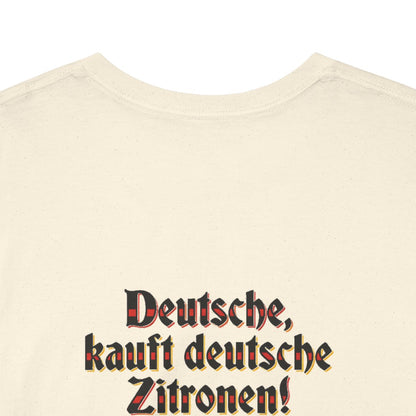Unisex T-Shirt mit Zitat - Tucholsky - Deutsche Zitronen (Druck hinten) – back-collar-closeup