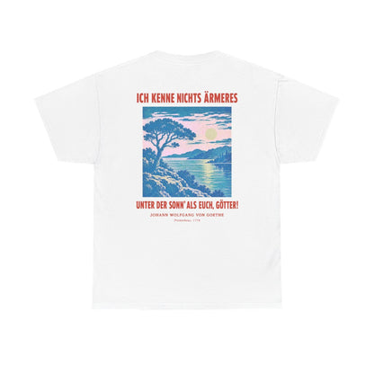 Unisex T-Shirt mit Zitat - Goethe - Ich kenne nichts Ärmeres (Druck hinten) – back
