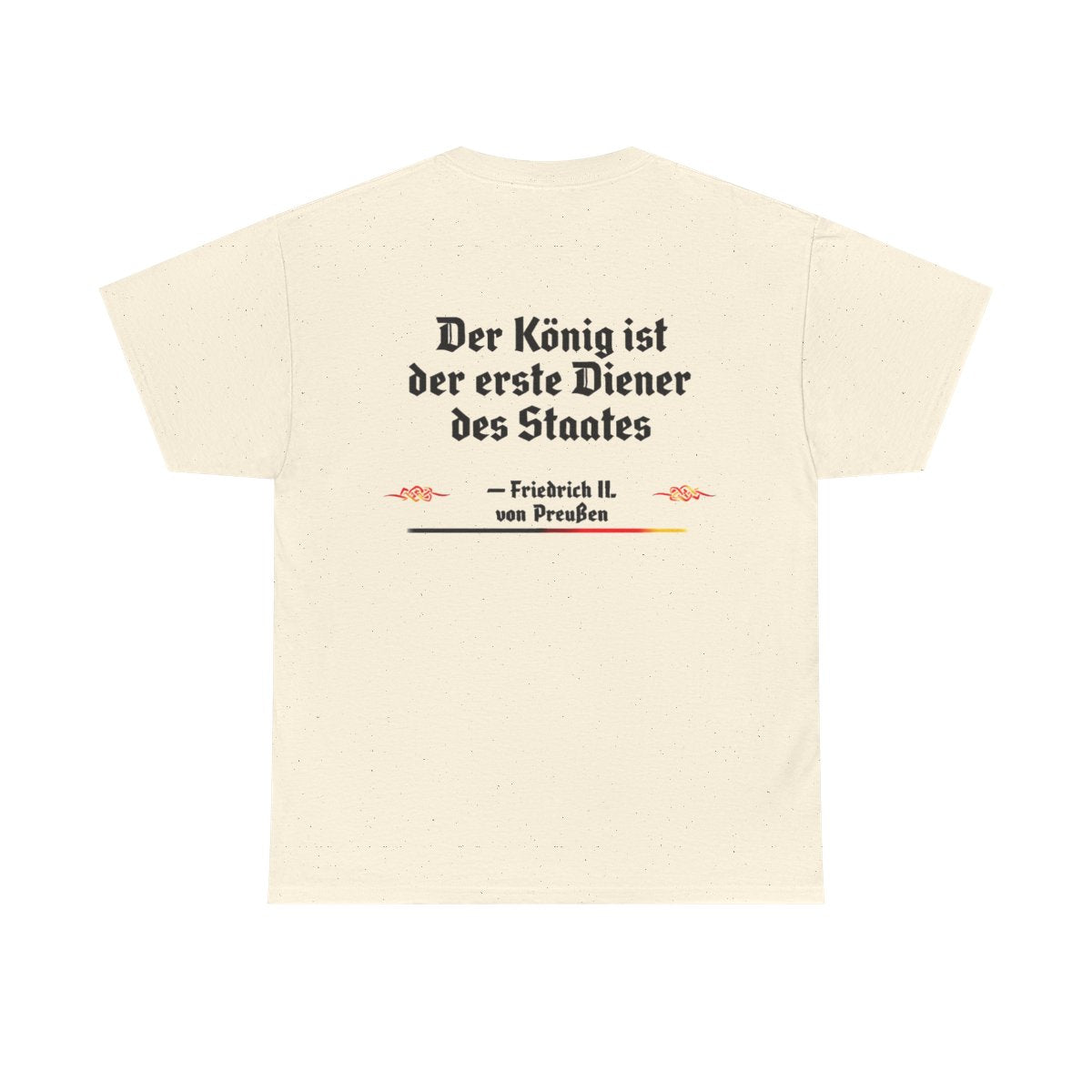 Unisex T-Shirt mit Zitat - Friedrich II. - Erster Diener des Staates (Druck hinten) – back