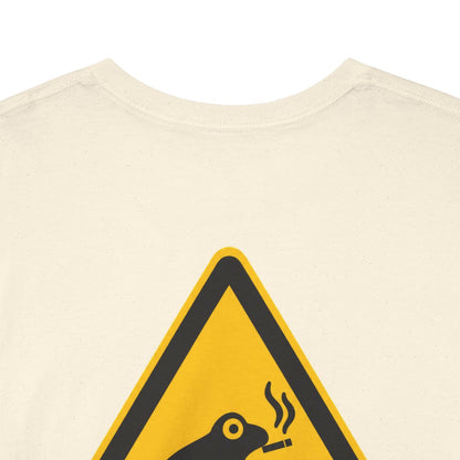 Unisex T-Shirt mit Zitat - Busch - Drei Wochen war der Frosch so krank (Druck hinten) – back-collar-closeup