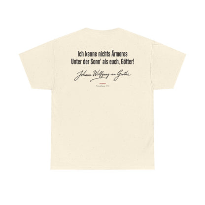 Unisex T-Shirt mit Zitat - Goethe - Ich kenne nichts Ärmeres Signatur (Druck hinten) – back