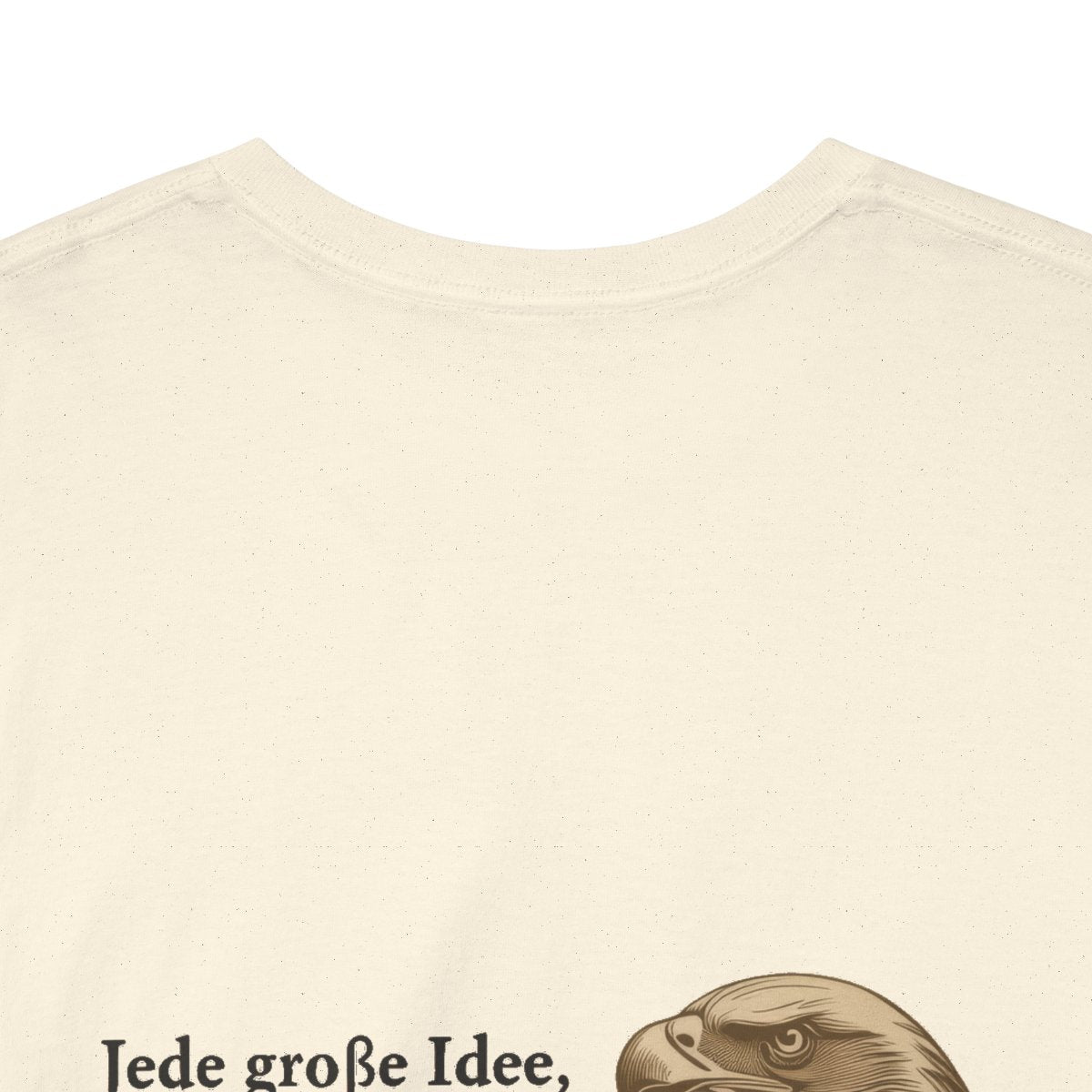 Unisex T-Shirt mit Zitat - Goethe - Große Idee (Druck hinten) – back-collar-closeup