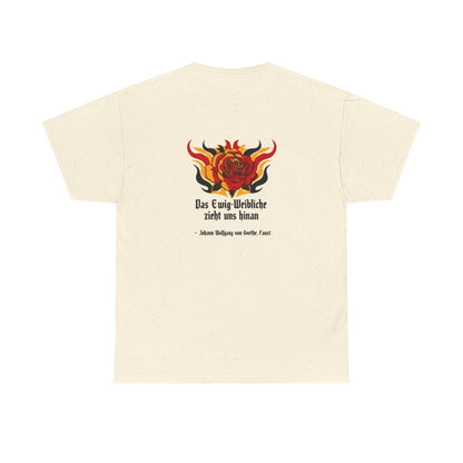 Unisex T-Shirt mit Zitat - Goethe - Das Ewig-Weibliche (Druck hinten) – back