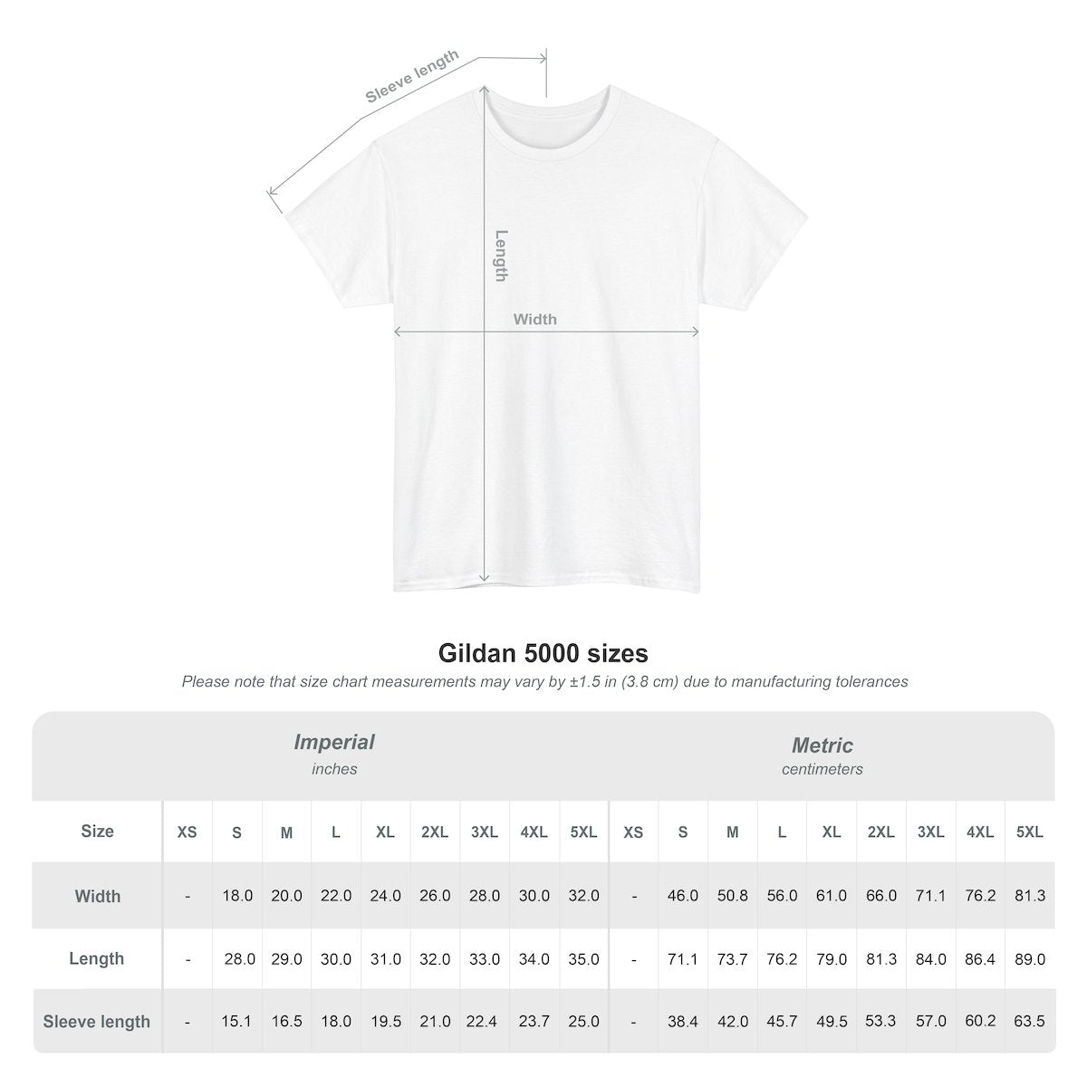 Unisex T-Shirt mit Zitat - Friedrich Nietzsche - Was mich nicht umbringt (Druck hinten) – size-chart