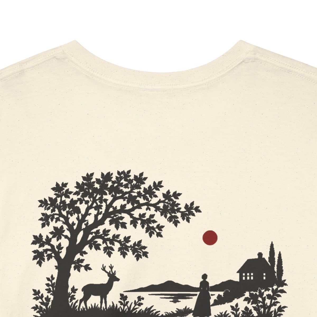 Unisex T-Shirt mit Zitat - Schiller - Freude, schöner Götterfunken Scherenschnitt (Druck hinten) – back-collar-closeup