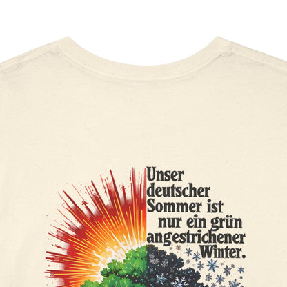Unisex T-Shirt mit Zitat - Heine - Deutscher Sommer (Druck hinten) – back-collar-closeup