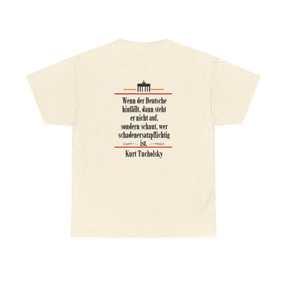 Unisex T-Shirt mit Zitat - Tucholsky - Schadenersatzpflichtig (Druck hinten) – back