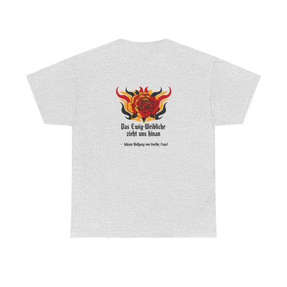 Unisex T-Shirt mit Zitat - Goethe - Das Ewig-Weibliche (Druck hinten) – back