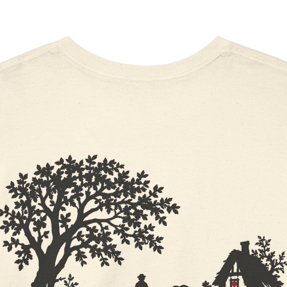 Unisex T-Shirt mit Zitat - Heine - Sei mir gegrüßt, mein Sauerkraut (Druck hinten) – back-collar-closeup