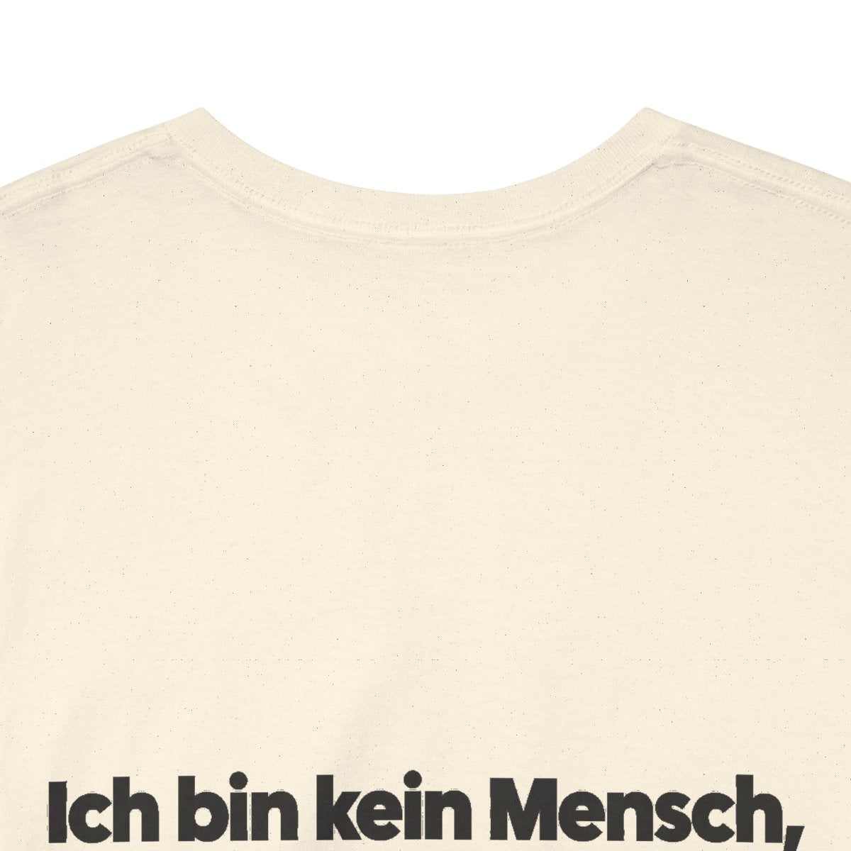 Unisex T-Shirt mit Zitat - Nietzsche - Ich bin Dynamit (Druck hinten) – back-collar-closeup