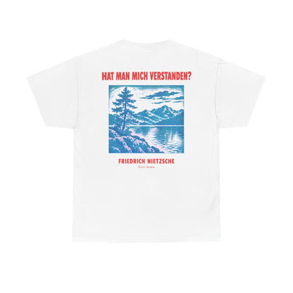 Unisex T-Shirt mit Zitat - Nietzsche - Hat man mich verstanden Plakat (Druck hinten) – back