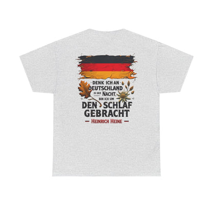 Unisex T-Shirt mit Zitat - Heine - Nachtgedanken Flagge (Druck hinten) – back