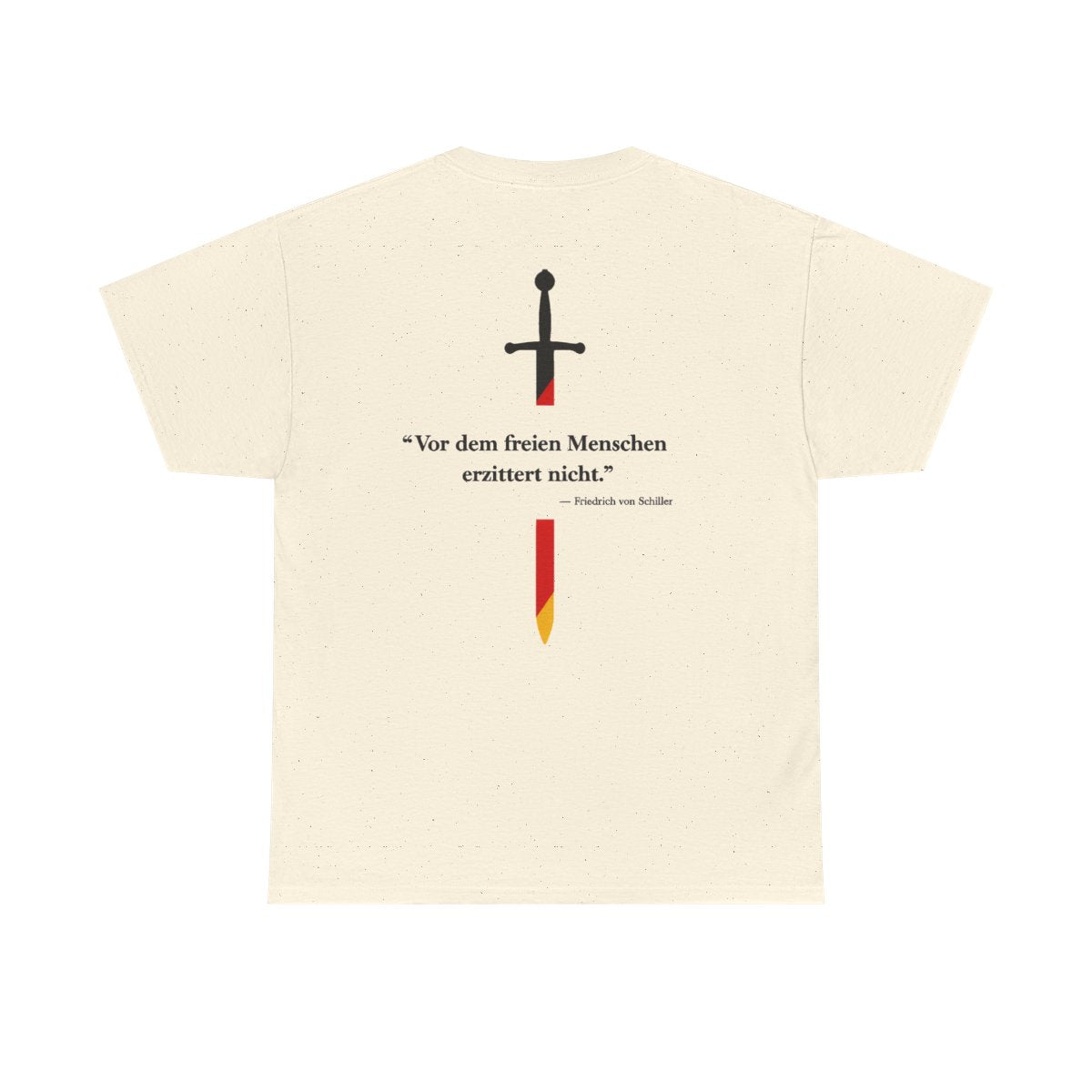 Unisex T-Shirt mit Zitat - Schiller - Vor dem freien Menschen (Druck hinten) – back