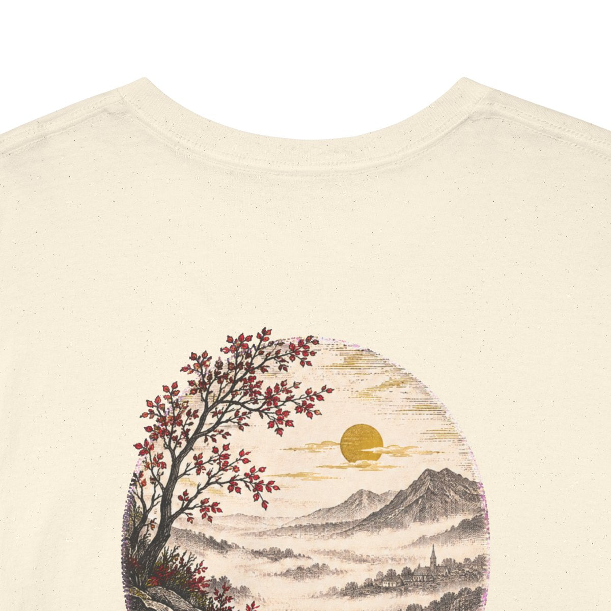 Unisex T-Shirt mit Zitat - Goethe - Füllest wieder Busch und Tal (Druck hinten) – back-collar-closeup